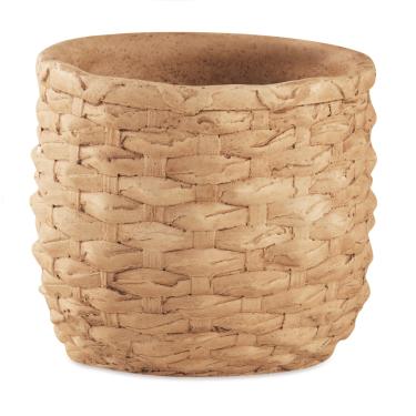 Imagem de Cachepot em cimento - Texturizado - Bege - 13x15x15cm - Mart.