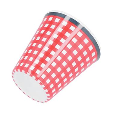 Imagem de Copo de café, copo de água de imitação de porcelana fácil de limpar para casa para restaurante (xadrez vermelho)