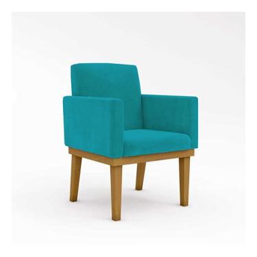 Imagem de Kit 2 Poltronas Cadeira Decorativa Reforçadas Azul Turquesa Desenho do tecido:Suede; Azul-turquesa