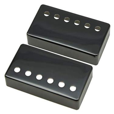 Imagem de KAISH Conjunto de 2 capas, captador Humbucker de latão Humbucker 49,2 mm/52 mm espaçamento dos mastros serve na maioria dos Gibson Les Paul preto níquel