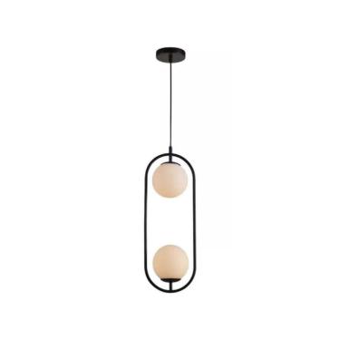Imagem de Lustre Pendente Avant Perola Arco Duo 2xG45 Preto Fosco
