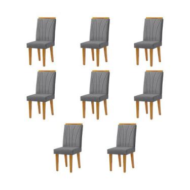 Imagem de Kit 8 Cadeiras De Jantar Desmontável Pés Em Madeira Maciça Isabel 45cm