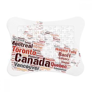 Imagem de Mapa cananda com nomes de cidades e pontos de referência, moldura de quebra-cabeça para decoração de quadro