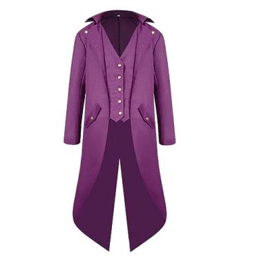 Imagem de Jaqueta masculina vitoriana fraque | Jaqueta vintage Steampunk do Dia das Bruxas - Cosplay para baile, circo, show palco, festa à fantasia e baile Shakven