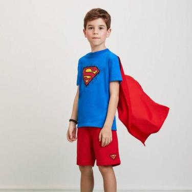 Imagem de Conjunto Infantil Camiseta Capa Short Herói Super Man Dc - Youccie
