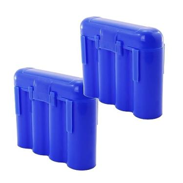 Imagem de 2 caixas de armazenamento de plástico com bateria AA AAA azul