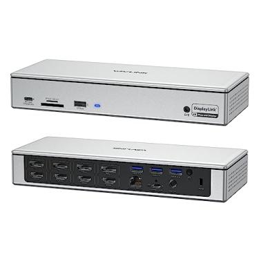Imagem de WAVLINK Estação de ancoragem para laptop DisplayLink - Monitor quádruplo 5K/4K @60Hz, carregamento de 100 W - Thunderbolt 4/3, USB-C/A - M1 M2 Mac/Windows/Chrome/Ubuntu - 4 HDMI, 4 DP, 180 W, SD 4.0 CR, LAN de 2,5 Gbps