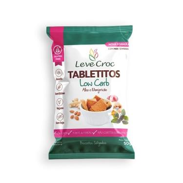 Imagem de Biscoito salgado sem glúten Leve Croc Tabletitos low carb alho e manjericão 50g