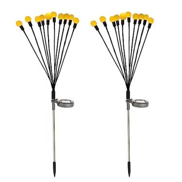 Imagem de 2 pacotes de 10 cabeças solares oscilantes lâmpadas firefly controle de luz inteligente ao ar livre à prova d' água tomada de chão decoração de atmosfera de jardim