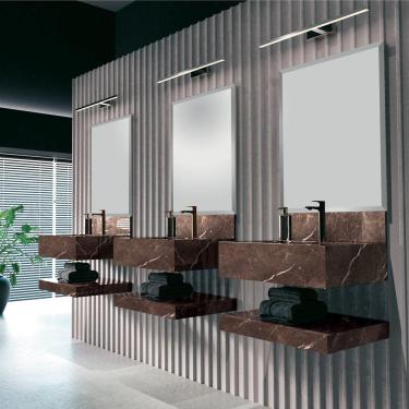 Imagem de Prateleira em Porcelanato Técnico Polido para Banheiro 80cm Max Blu Trufa