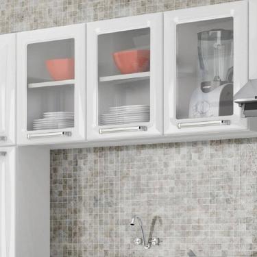 Imagem de Armário Aéreo em Aço 3 Portas com Vidro Tarsila Itatiaia Branco Neve