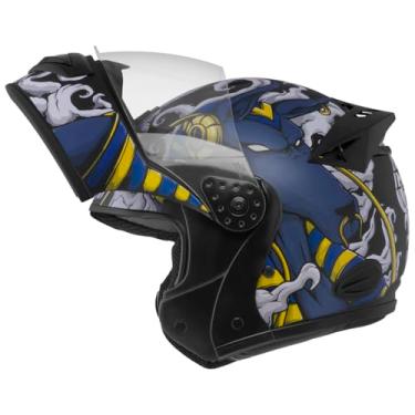 Imagem de Capacete de Moto Mixs MX Gladiator Anubis Articulado Escamoteável Robocop Azul 56
