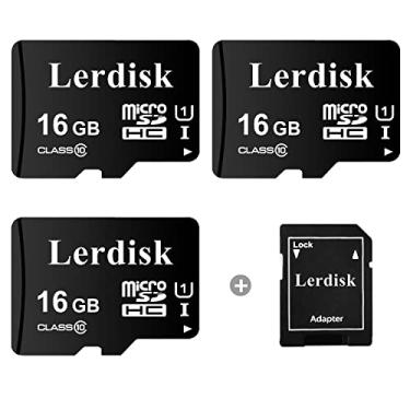 Imagem de Lerdisk Pacote com 3 cartões micro SD de fábrica de de 16 GB U1 C10 UHS-I MicroSDHC produzido pela licença autorizada do grupo 3C (16 GB)