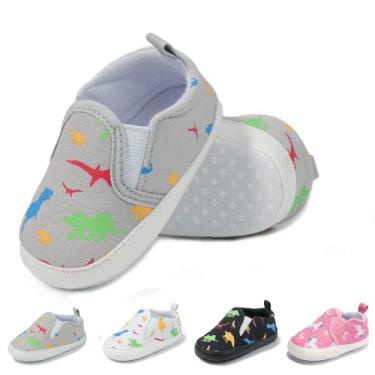 Imagem de Meckior Sapatos de lona para bebês meninos e meninas, sola macia, mocassins para berço recém-nascidos, tênis casual para meninos Austin, sapato de skate para primeiros passos, A03/Cinza, 12-18 Months Toddler