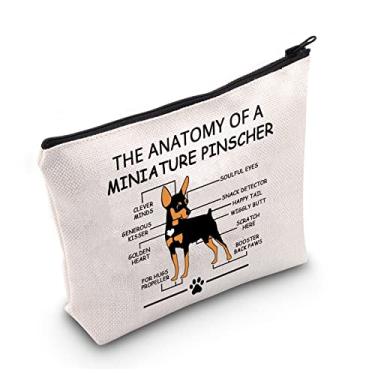 Imagem de LEVLO Engraçado Miniatura Pinscher Lovers Gifts The Anatomy of A Miniature Pinscher Clever Minds Bolsas de Cosméticos Miniatura Pinscher Bolsas de Higiene Pessoal de Viagem Veterinária Mãe, Pinscher