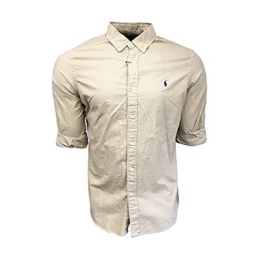 Imagem de Polo Ralph Lauren Camisa masculina Oxford tingida de manga comprida, Surrey Tan, G