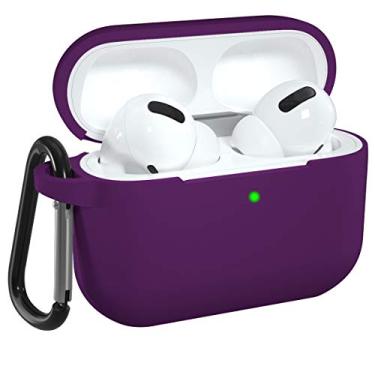 Imagem de DGege Capa AirPod Pro roxa compatível com Apple AirPods Pro, capa protetora de silicone macio para AirPods Pro com chaveiro (LED frontal visível)