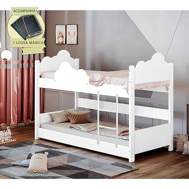Imagem de Beliche Solteiro Montessoriana Nuvem Erika Branco Incluso Lousa Mágica