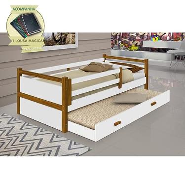 Imagem de Beliche Babá Infantil Bianca Solteiro Branco/Amêndoa Incluso Lousa Mágica - Móveis