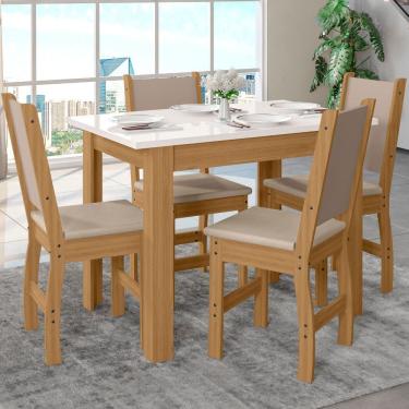 Imagem de Mesa de Jantar Bellagio Retangular 108cm Com 4 Cadeiras Clara Poliman Móveis
