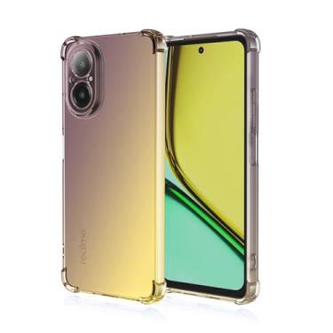 Imagem de JWELLS Capa para Realme C67 4G, capa transparente gradiente fina antiarranhões flexível TPU à prova de choque capa protetora para celular para Realme C67 4G (preto/dourado)