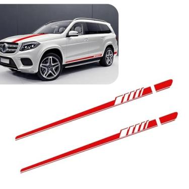 Imagem de Flygun Pack-2 decalques de saia lateral de carro, adesivos de listras longas de PVC, adesivos personalizados de 225 cm x 11,5 cm, decoração de corpo à prova d'água, universal para a maioria dos