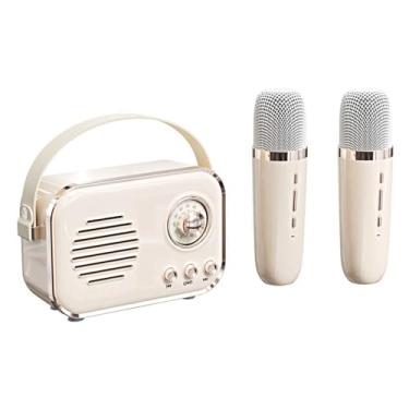 Imagem de Mini alto-falante retrô portátil sem fio Bluetooth alto-falante microfone karaokê ao ar livre tudo em um mini subwoofer HIFI pequeno alto-falante presente ornamento type4