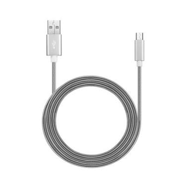 Imagem de Cabo Micro USB Metálico Carregamento 2A 1M de Comprimento Prata - WI390OUT [Reembalado] WI390OUT