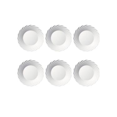 Imagem de Jogo Prato Fundo Opaline Jasmim Branco Vidro Nadir Kit 6 Un