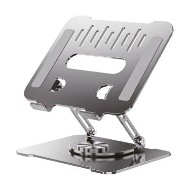 Imagem de Suporte para Notebook Ajustável Base Giratória 360º Apoio Dobrável Laptop até 17 Polegadas Resistente Estável Ergonômico Articulado Portátil de Mesa em Metal