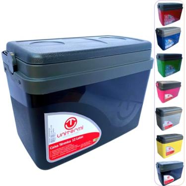 Imagem de Caixa térmica Cooler 7,5L Alça Tampa bandeja Floripa Unitermi Cerveja Água Suco Praia Churrasco (PRETA)