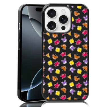 Imagem de MMYAJT Linda capa de celular com desenho animado urso e raposa adequada para iPhone 16 Pro, capa protetora de TPU à prova de choque FNAF Five Nights capa de telefone presente para meninos meninas