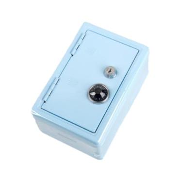 Imagem de Colaxi Cofrinho de ferro, caixa de economia de dinheiro com fenda para soltar, cofre para moedas, cofre para dinheiro, peça central de Natal e Halloween, Azul