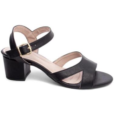 Imagem de Sandália Feminina Salto Baixo Grosso Bloco Bico Redondo 5 cm EMILY ONL