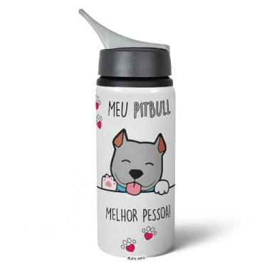 Imagem de Garrafa Squeeze NK - Meu Pitbull cinza, melhor pessoa! - JPS INFO