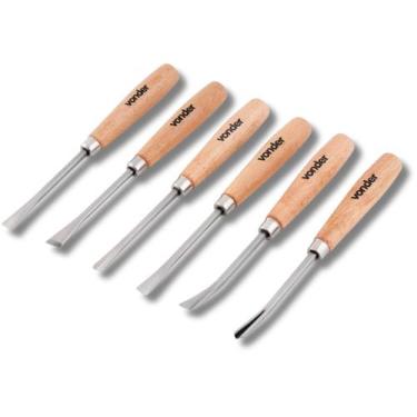 Imagem de Kit de Formão c 6 peças  Artesão Entalhar Xilogravura Vonder
