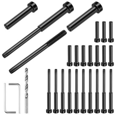 Imagem de Kalolary Pacote com 20 kit de corrimão de cabo preto, receptor invisível de aço inoxidável de 1/20.3 cm e extremidade de pino Swage, encaixe de extremidade rosqueada de escada de deck para postes de
