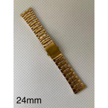 Imagem de 3 Pulseiras de Aço Dourada Terminal Reto 24mm - Universal