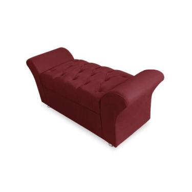 Imagem de Calçadeira Baú Com Capitonê Veneza Cama Casal 140 cm Suede Vermelho Bo