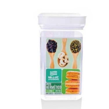 Imagem de Pote Hermetico Acrilico Quadrado1,2 Lts M  Empilhavel Nilluc, BRANCO