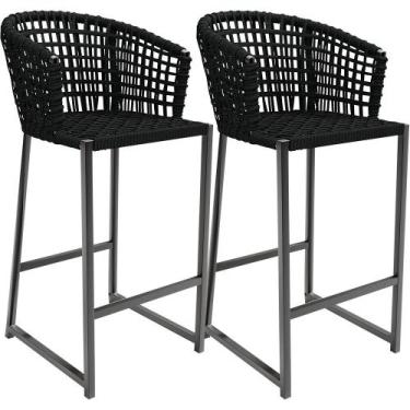 Imagem de Kit 02 Banqueta Para Área Gourmet Cozinha Varanda Corda Náutica Porto 