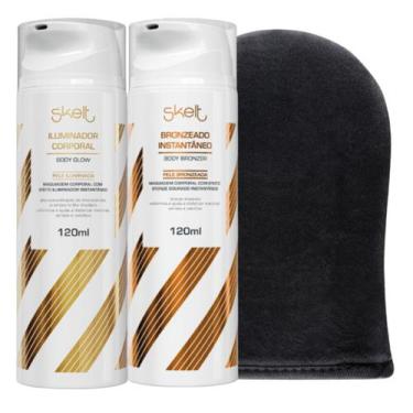Imagem de Skelt Iluminador Corporal  Bronzeado Instantaneo 120ml e Luva Aplicado