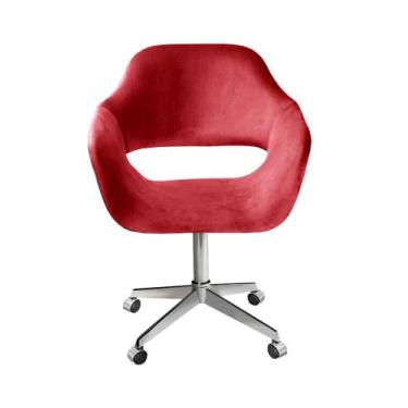 Imagem de Poltrona Decorativa Zara Cadeira Giratória com Rodinhas Salão, Escritó