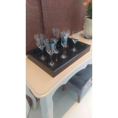 Imagem de Bandeja Decorativa Preta Vidro Luxo Sala Cozinha 50x30 - Inova Decor