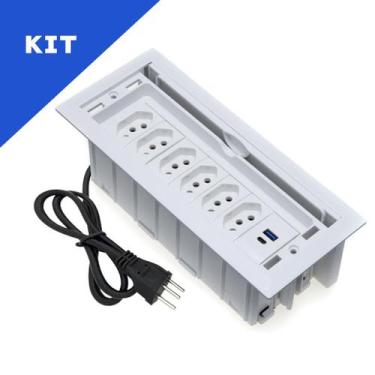Imagem de Kit Caixas De Tomadas 7 Blocos 6 Tomadas 20A 2 USB 1 Tipo C - CONNECT 