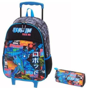 Imagem de Kit Mochila Infantil Hero Escolar Rodinhas Tam G Com Estojo - Pacific