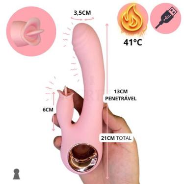 Imagem de Vibrador Alça Luxo Linguinha e Aquecimento Rabbit Ponto G - Discretta