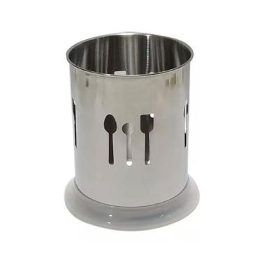 Imagem de Escorredor Porta Talher Inox Com Base Plastica Redondo - Show House