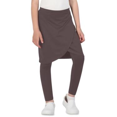 Imagem de CharmWM Saias femininas de cintura alta elástica para crianças, fofas, esportivas, tênis, leggings, Roxo, cinza, 5-6 Anos