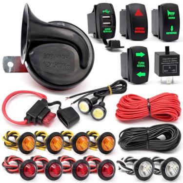 Imagem de Kit universal de buzina de seta ATV UTV, kit legal de rua para carro UTV ROV ATV Golf SXS com interruptor basculante 2 portas USB relé buzina fusível fio luz reversa pisca-pisca kit para a maioria das marcas